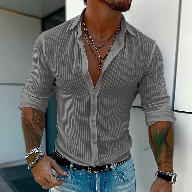 Vince | Men's Striped Pattern Long Sleeve Shirt with Buttons