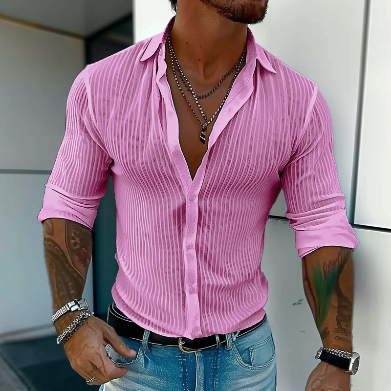 Vince | Men's Striped Pattern Long Sleeve Shirt with Buttons