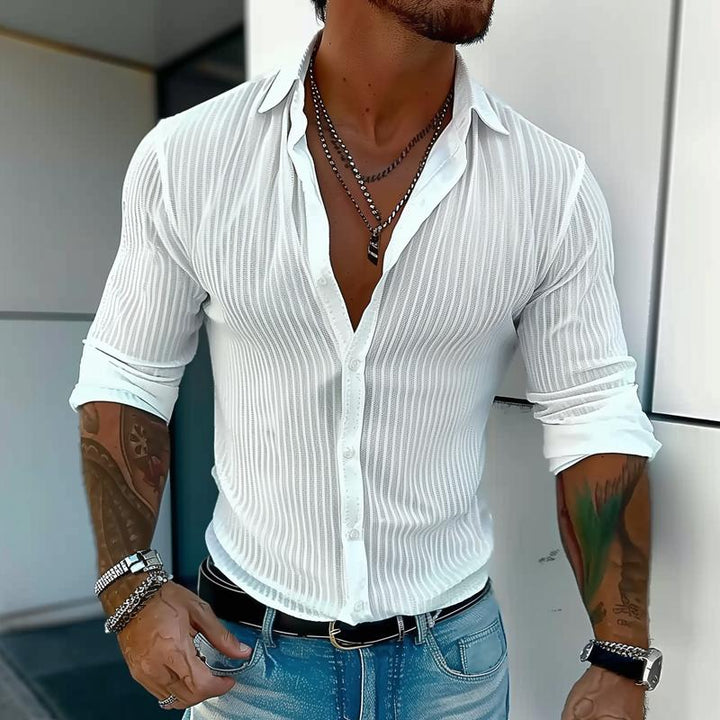 Vince | Men's Striped Pattern Long Sleeve Shirt with Buttons