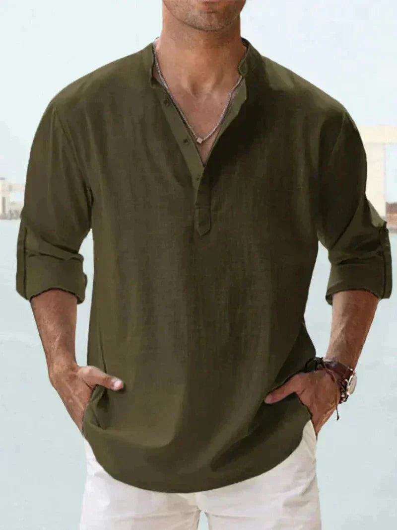 Elric | Men’s Three-Quarter Sleeve Linen Shirt