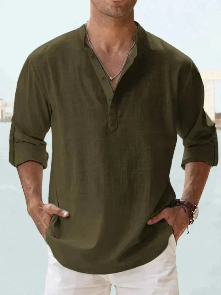 Elric | Men’s Three-Quarter Sleeve Linen Shirt