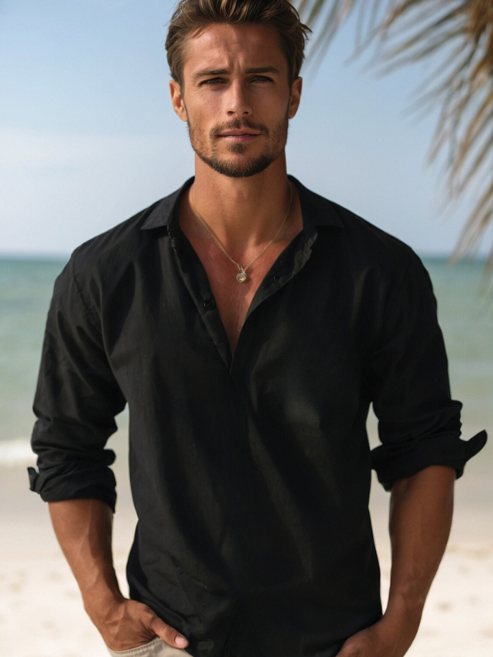 Elric | Men’s Three-Quarter Sleeve Linen Shirt