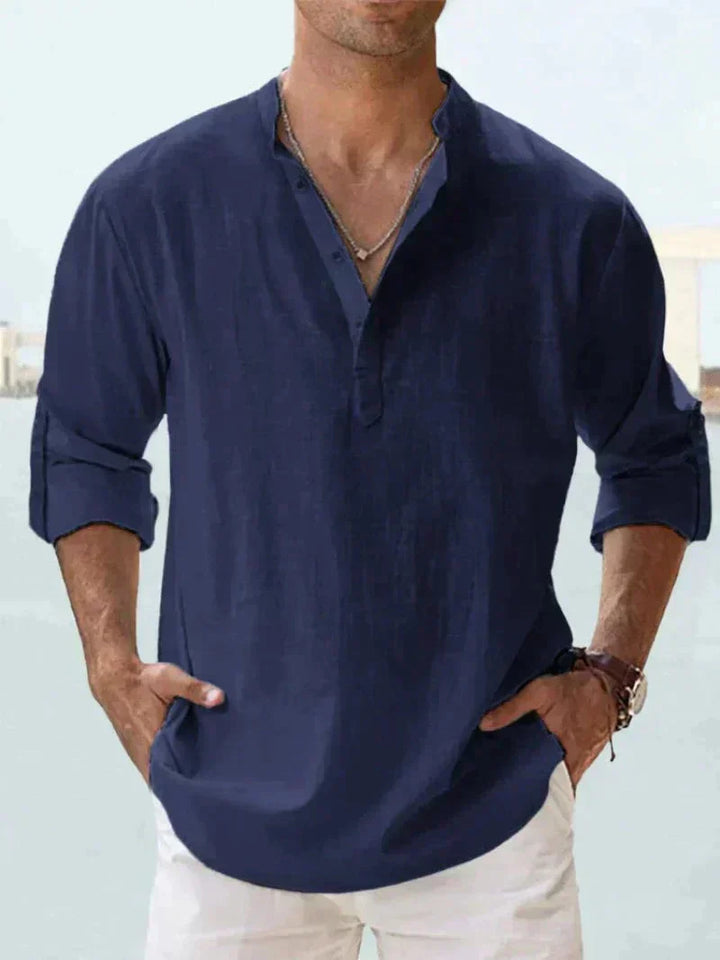 Elric | Men’s Three-Quarter Sleeve Linen Shirt