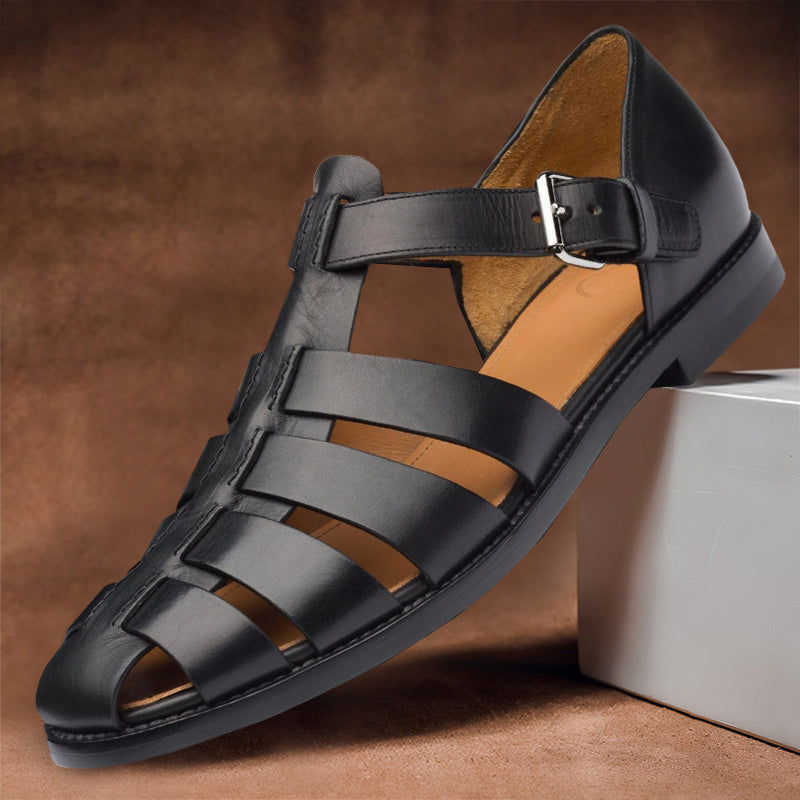 Luca | Men’s Breathable Leather Sandals with Buckle Closure