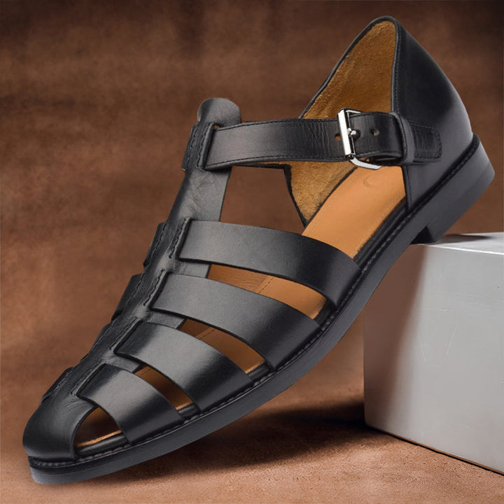 Luca | Men’s Breathable Leather Sandals with Buckle Closure