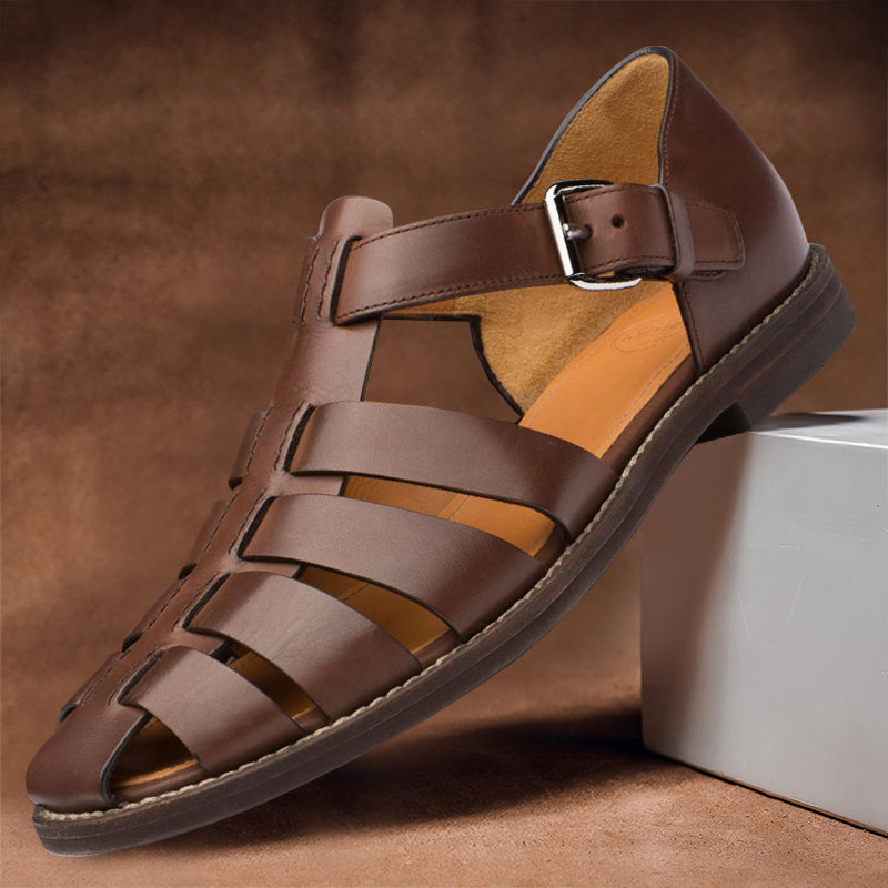 Luca | Men’s Breathable Leather Sandals with Buckle Closure