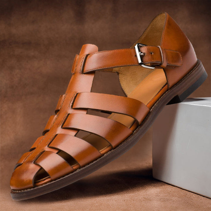 Luca | Men’s Breathable Leather Sandals with Buckle Closure