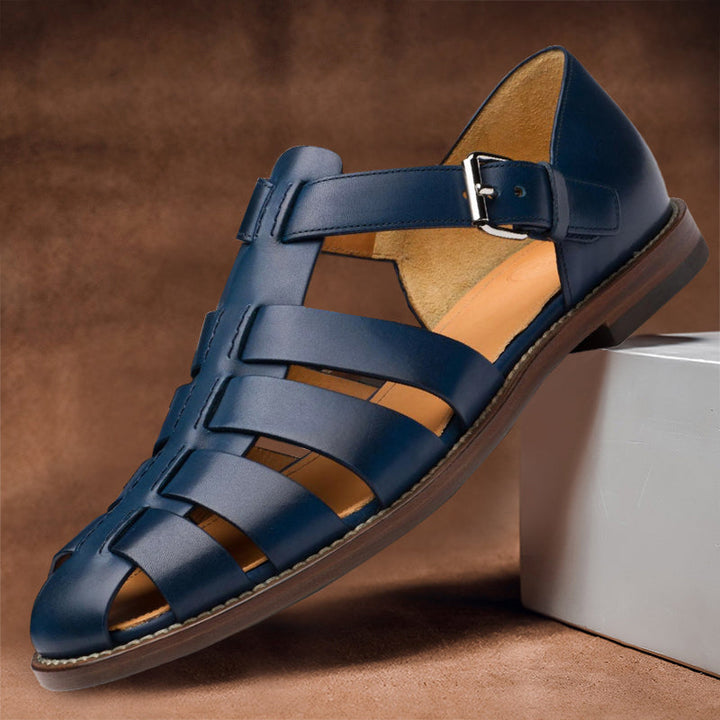 Luca | Men’s Breathable Leather Sandals with Buckle Closure