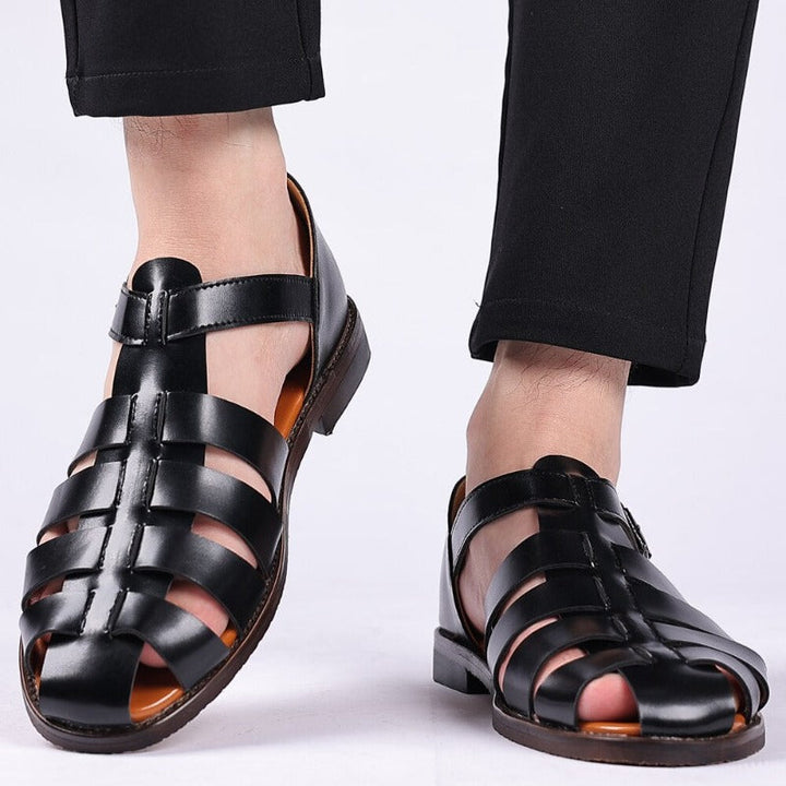 Luca | Men’s Breathable Leather Sandals with Buckle Closure