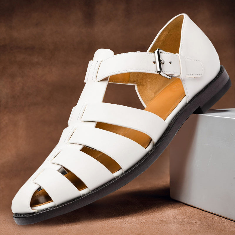 Luca | Men’s Breathable Leather Sandals with Buckle Closure