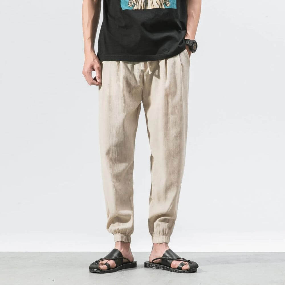 Xavian | Men’s Linen Jogger Pants with Drawstring