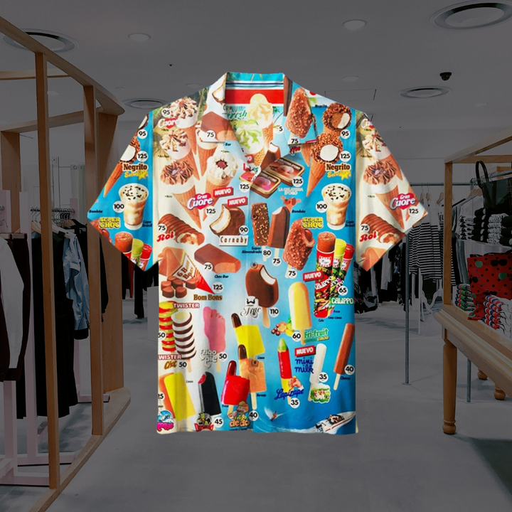 Lucan | Men’s Ice Cream Print Short Sleeve Shirt with Buttons