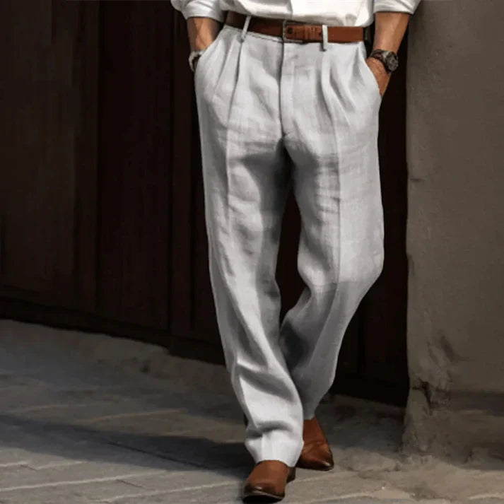 Caelan | Men’s Straight-Cut Linen Pants with Front Pleats