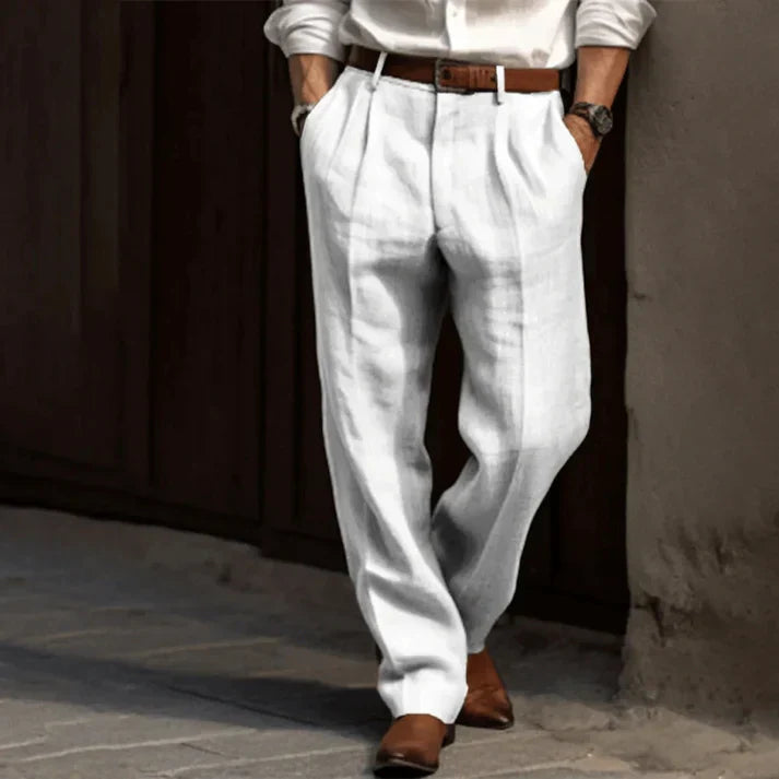Caelan | Men’s Straight-Cut Linen Pants with Front Pleats