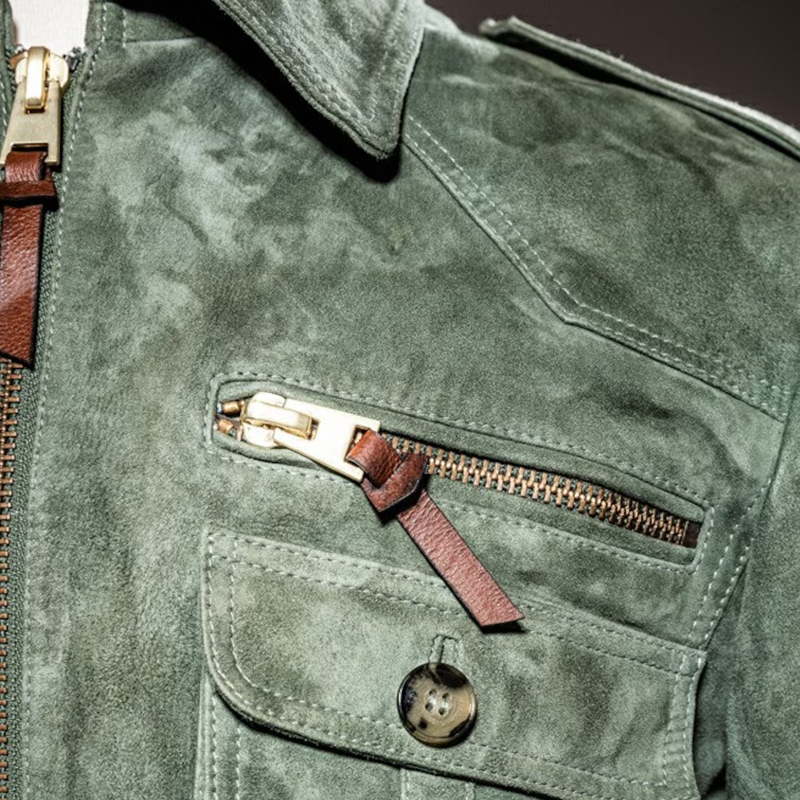 Silas | Men's Suede Zip-Up Jacket with Chest Pocket