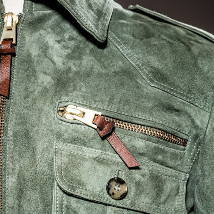 Silas | Men's Suede Zip-Up Jacket with Chest Pocket