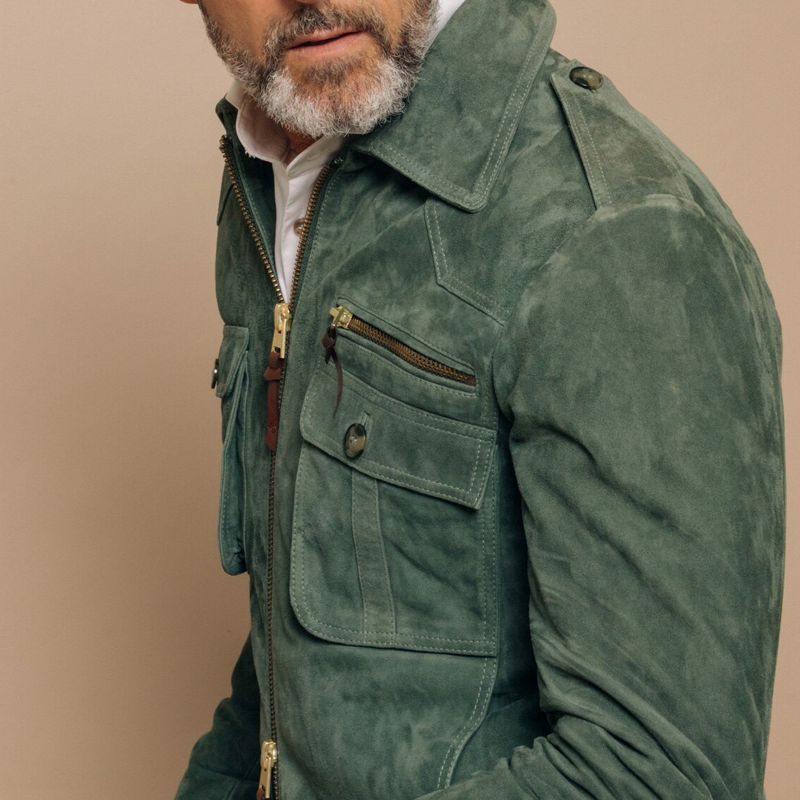 Silas | Men's Suede Zip-Up Jacket with Chest Pocket