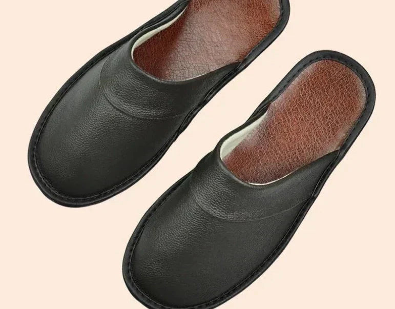 Finn | Men’s Leather Slip-On Slippers with Closed-toe
