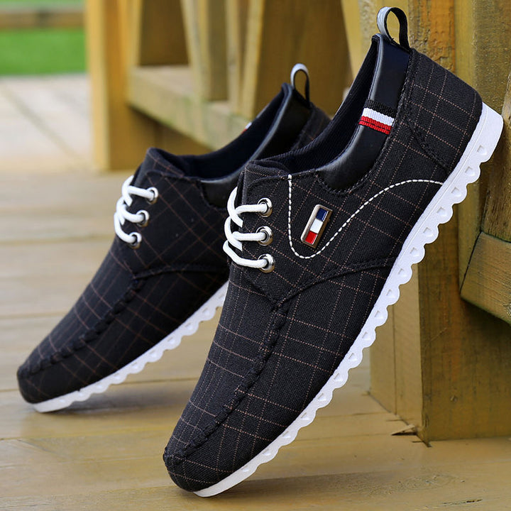 Zayne | Men’s Tweed Style Lace Up Sneakers with Striped Panel