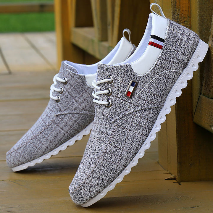 Zayne | Men’s Tweed Style Lace Up Sneakers with Striped Panel