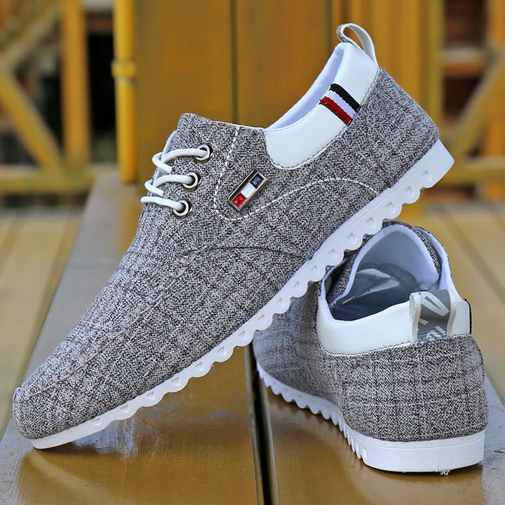 Zayne | Men’s Tweed Style Lace Up Sneakers with Striped Panel