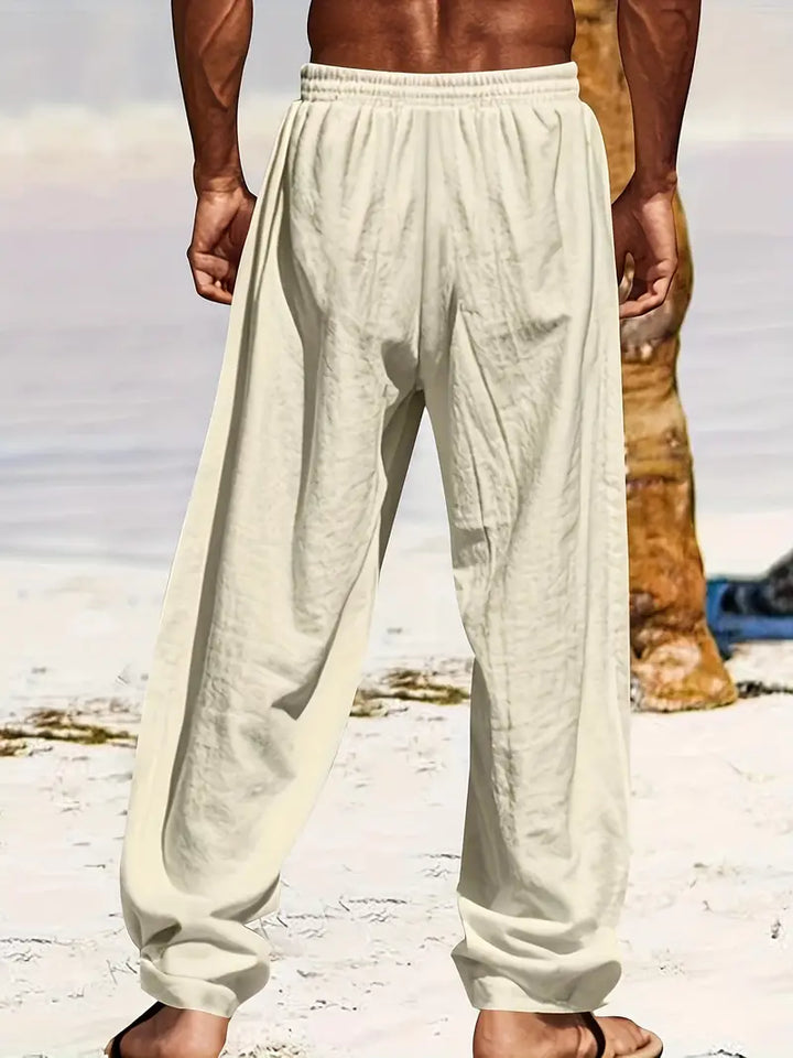 Zion | Men’s Drawstring Linen Trousers with Pockets
