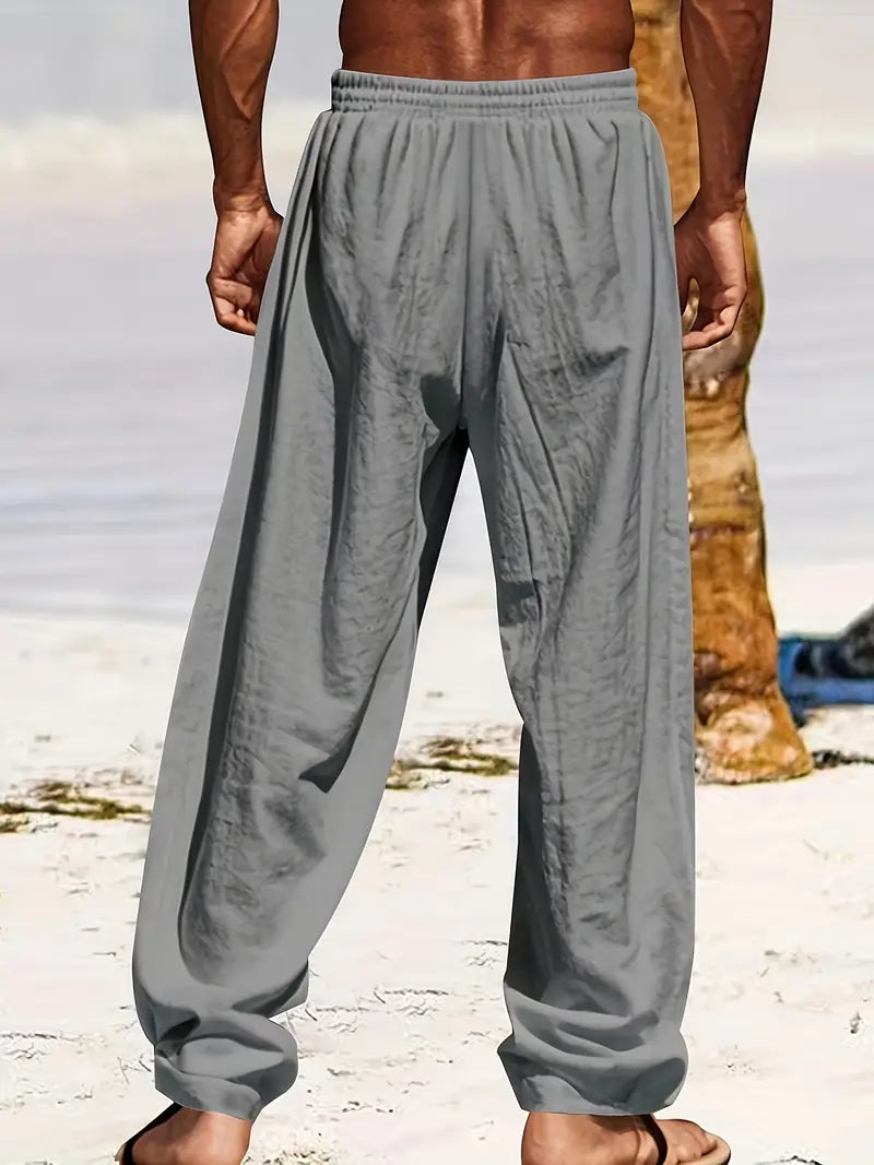 Zion | Men’s Drawstring Linen Trousers with Pockets