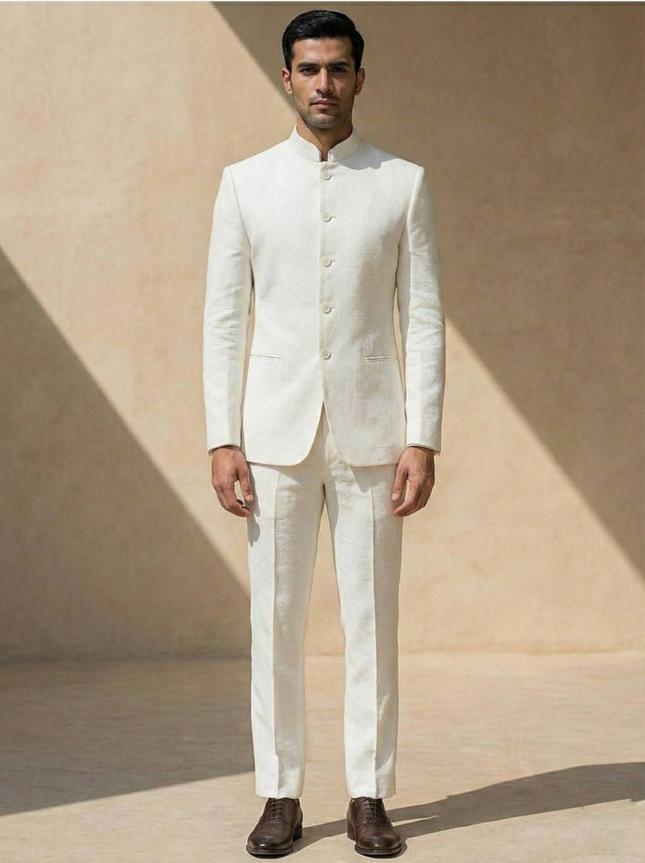 Wyatt | Men's Two Piece Suit Set with Nehru Collar Top and Pants