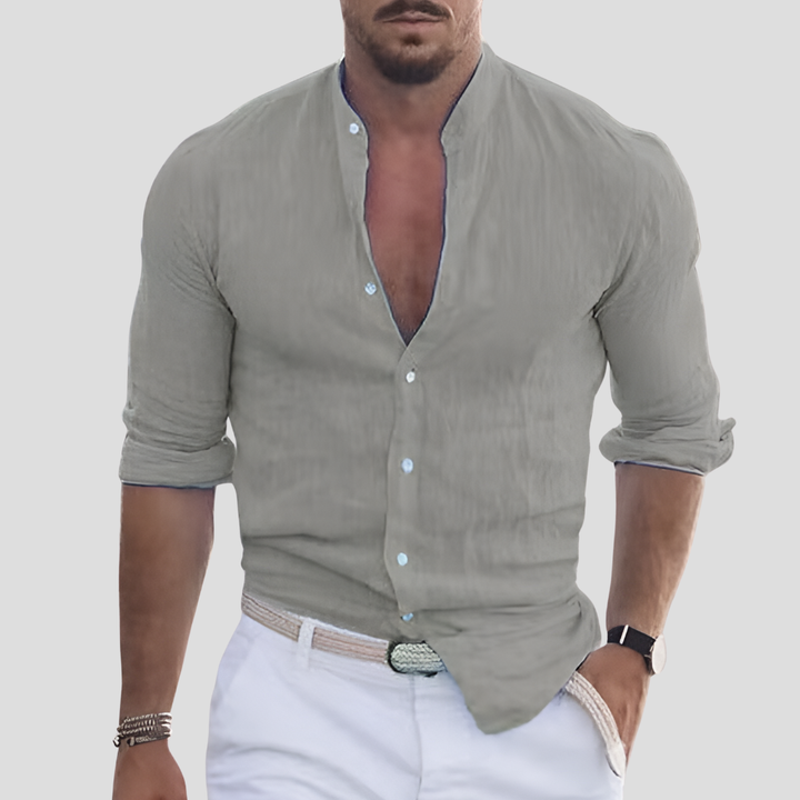 Atlas | Men’s Button Down Long Sleeve with Stand Collar