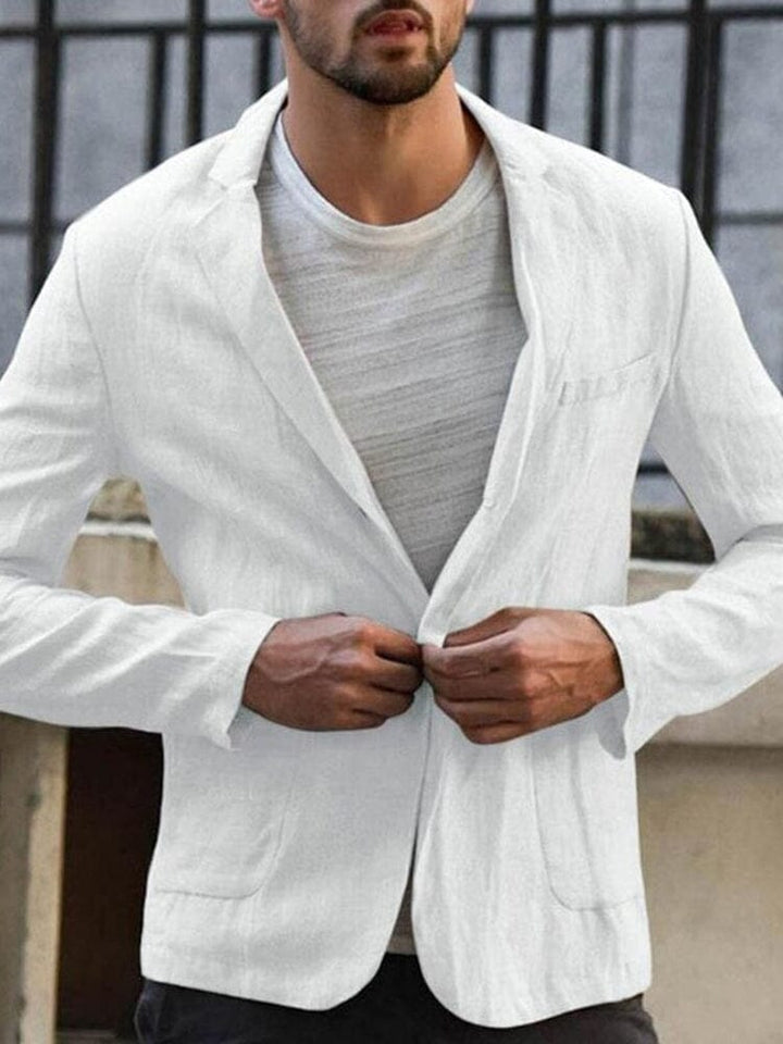 Theo | Men's Linen Blazer with One Button and Chest Pocket