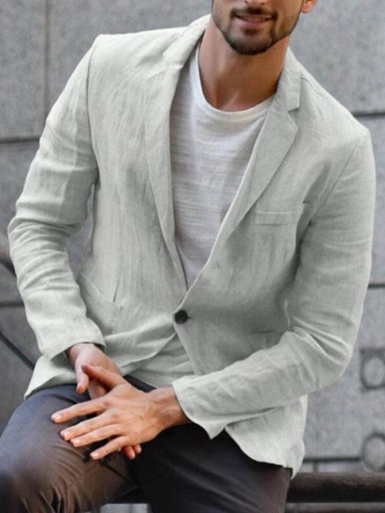 Theo | Men's Linen Blazer with One Button and Chest Pocket