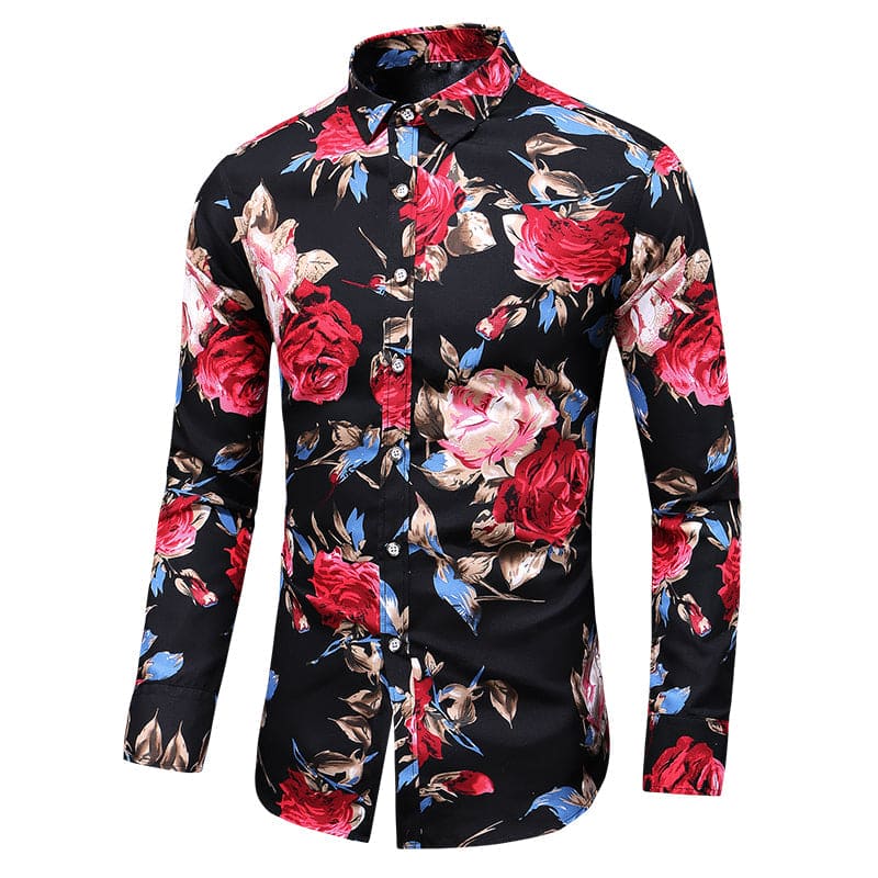 Froilan | Men’s Floral Print Long Sleeve Shirt with Buttons