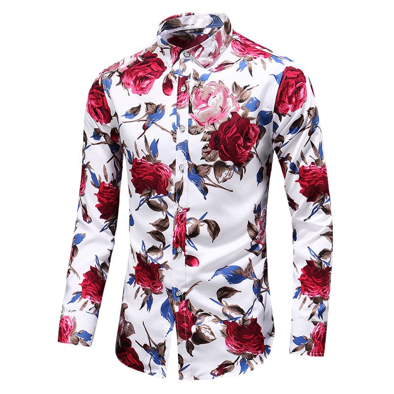 Froilan | Men’s Floral Print Long Sleeve Shirt with Buttons