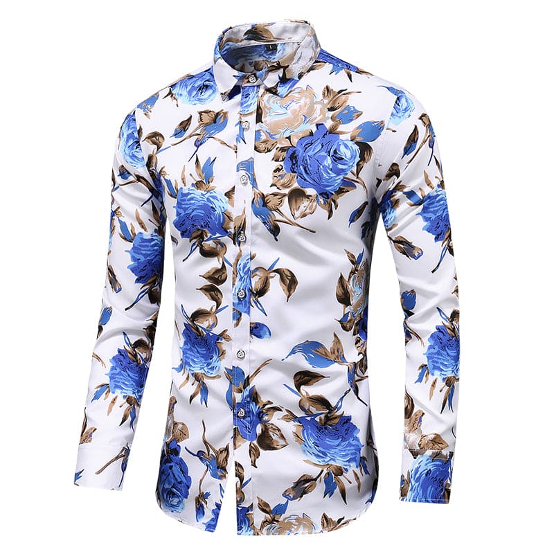 Froilan | Men’s Floral Print Long Sleeve Shirt with Buttons