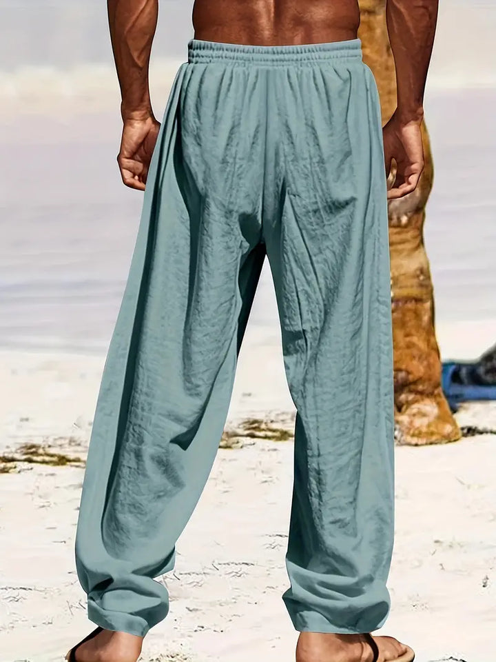 Zion | Men’s Drawstring Linen Trousers with Pockets