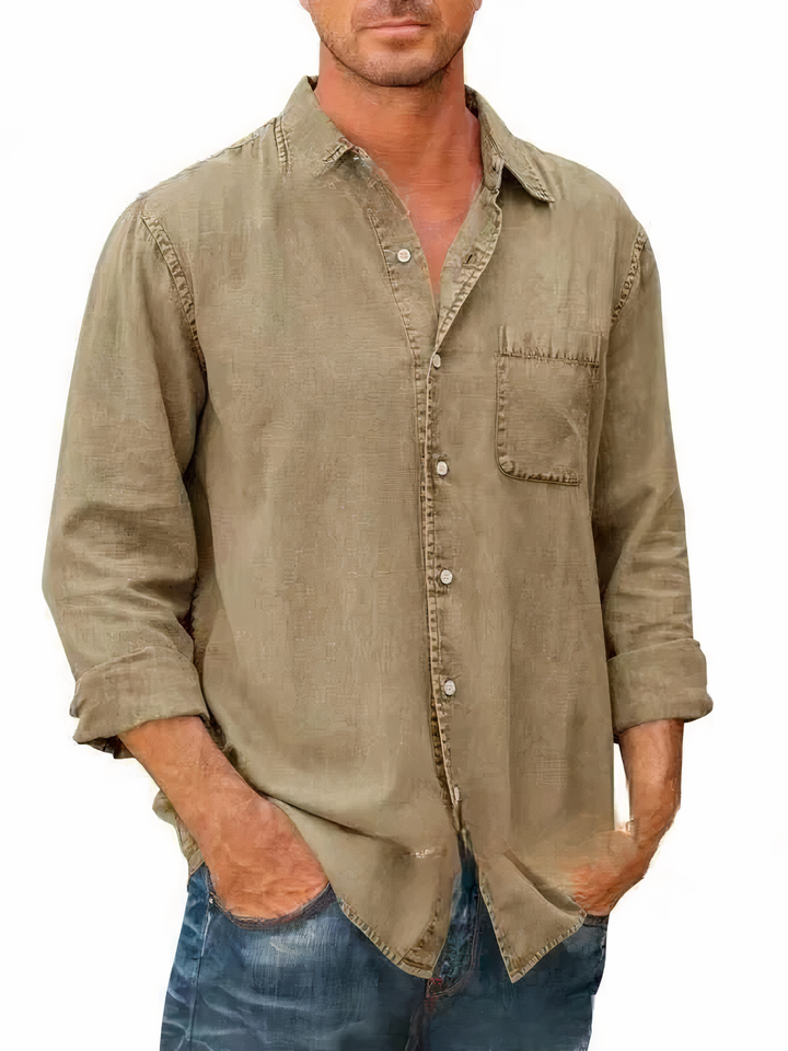 Alton | Men’s Denim Long-Sleeve Shirt with Chest Pocket