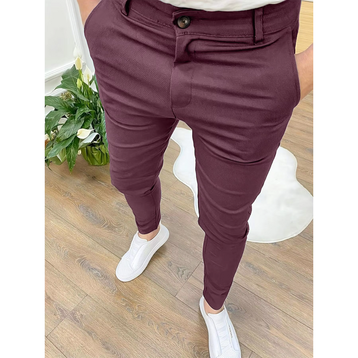 Warren | Men's Slim Fit Textured Tapered Trousers
