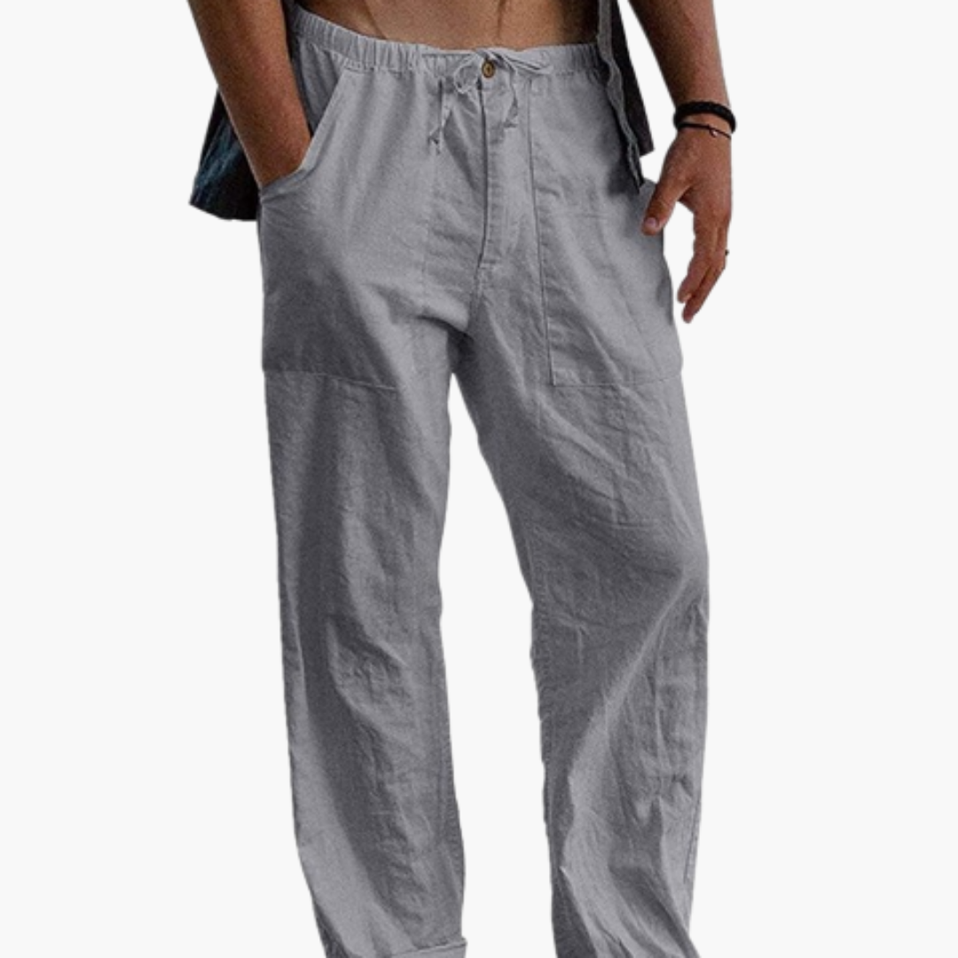 Sean | Men's Linen Pants with Drawstring and Elastic Waist