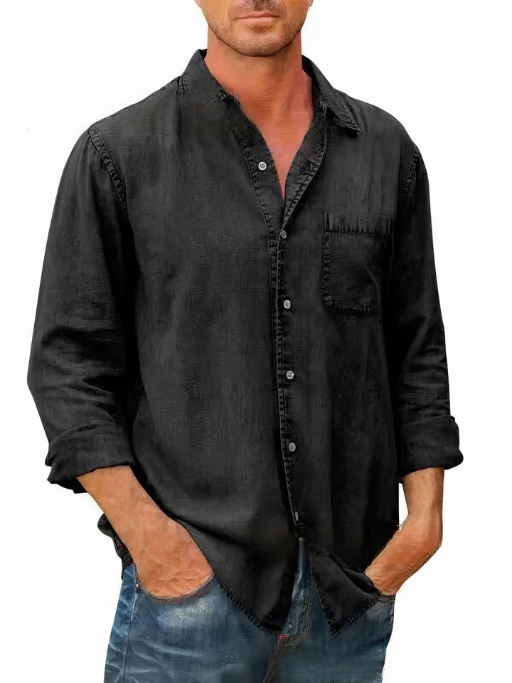 Alton | Men’s Denim Long-Sleeve Shirt with Chest Pocket