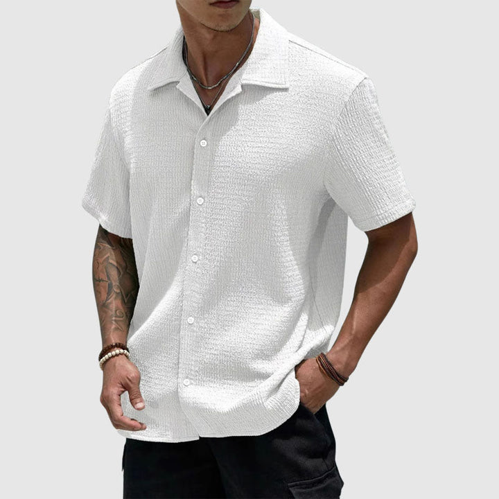 Spencer | Men's Textured Short Sleeve Shirt with Buttons