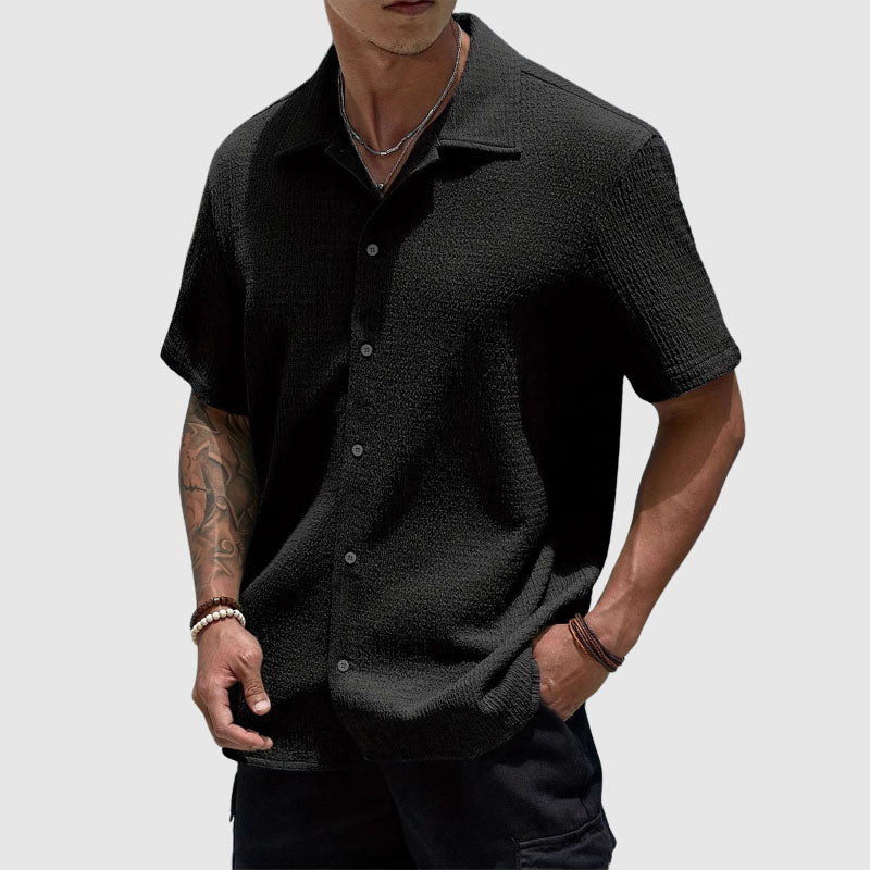 Spencer | Men's Textured Short Sleeve Shirt with Buttons