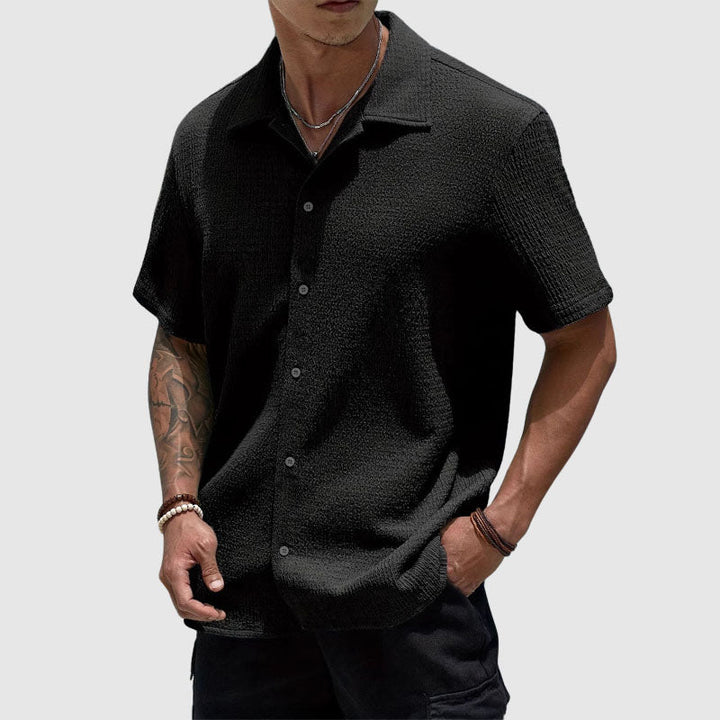 Spencer | Men's Textured Short Sleeve Shirt with Buttons