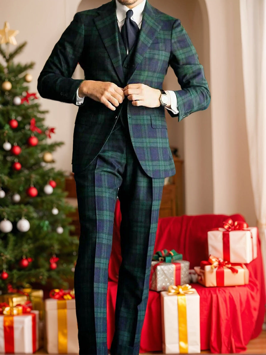 Tom | Men's Checkered Three Piece Set with Vest Blazer and Trouser