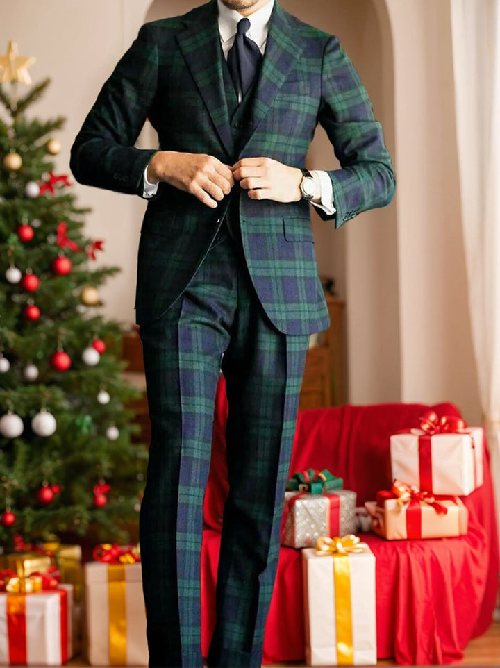 Tom | Men's Checkered Three Piece Set with Vest Blazer and Trouser