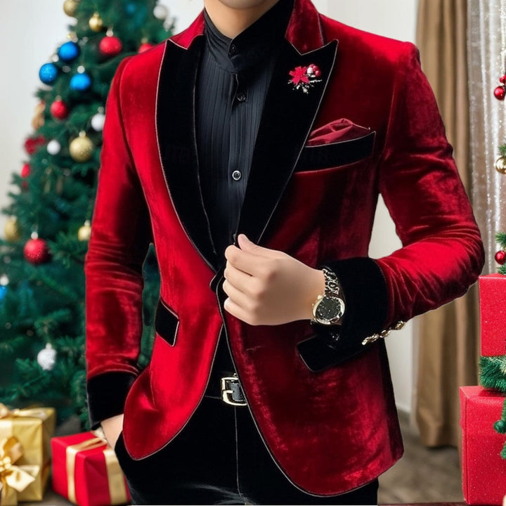 Leander | Men's Velvet Contrast Shawl Lapel  Blazer