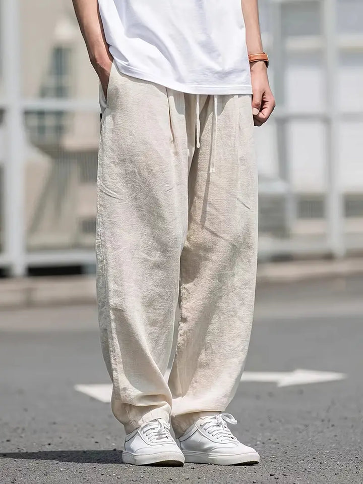 Arvin | Men's Linen Baggy Pants with Drawstring