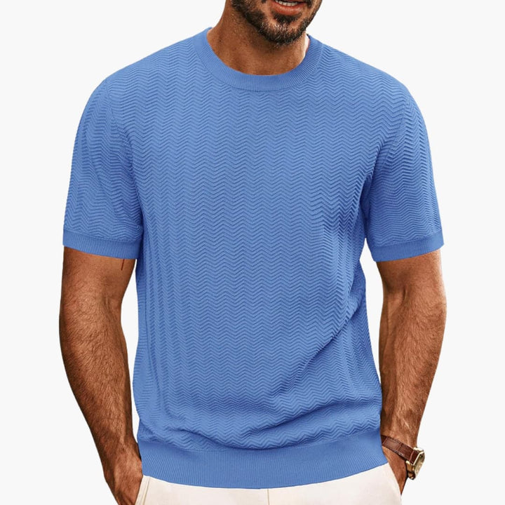 Aaron | Men's Textured Crew Neck T-Shirt with Ribbed Cuff Hem