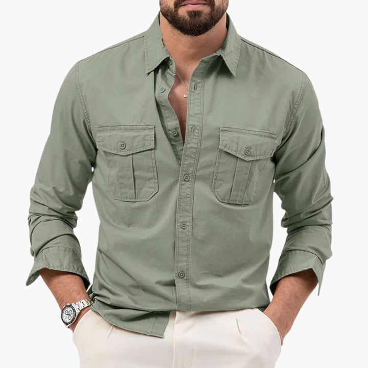 Noah | Men's Long Sleeve Button Down Shirt with Chest Pockets