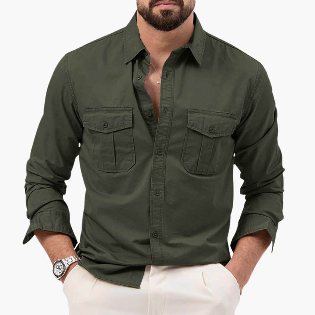 Noah | Men's Long Sleeve Button Down Shirt with Chest Pockets