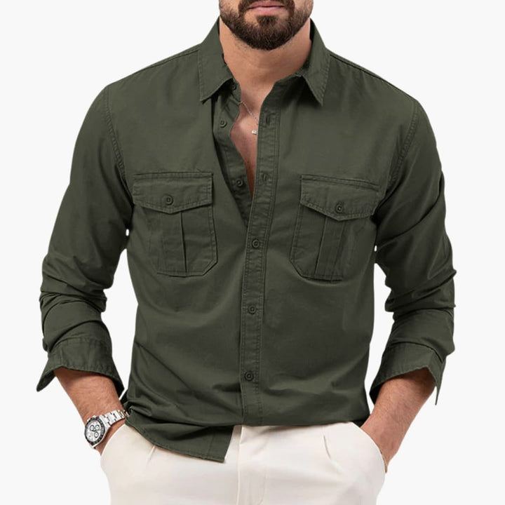 Noah | Men's Long Sleeve Button Down Shirt with Chest Pockets